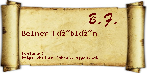 Beiner Fábián névjegykártya